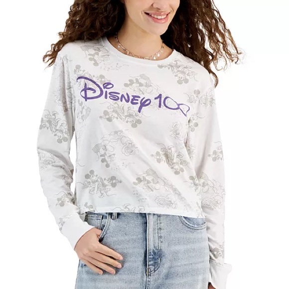 Disney Tops - Disney Juniors' size 100th Anniversary Long-Sleeve T-Shirt NWOT